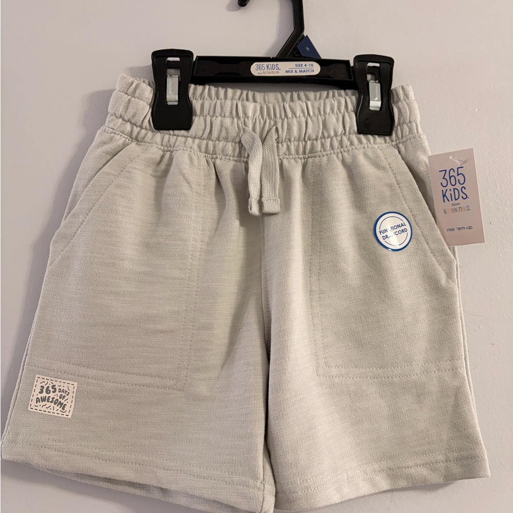 Kids Light Gray Knit Drawstring Shorts. New w/Tags. 365 Kids Garanimals brand